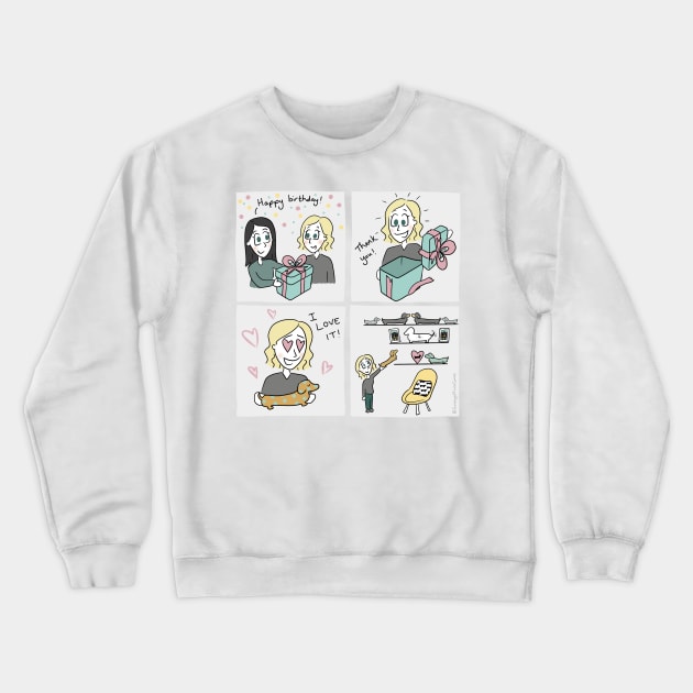 Crazy Dachshund Lady Crewneck Sweatshirt by Sausage Prince Comics